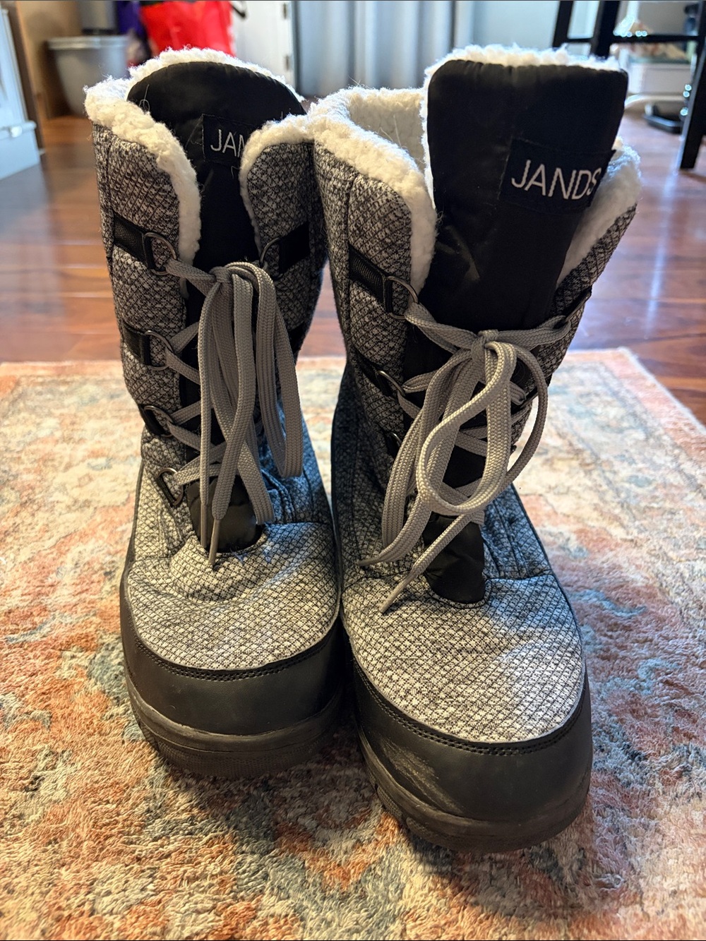 Keds Gray and Black Women's Faux-Fur Lined Winter Lace-Up Boots